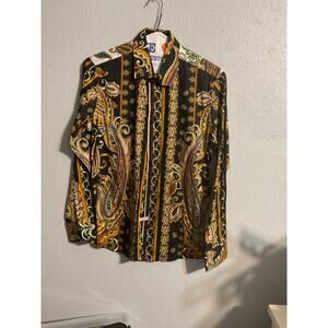 Barabas Men's Long Sleeve Cotton Dress Shirt w/ Flashy Stone Accent - Size Small